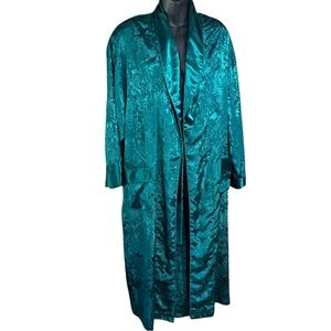 90s Victoria's Secret Gold Label emerald green silky satin jacquard paisley robe